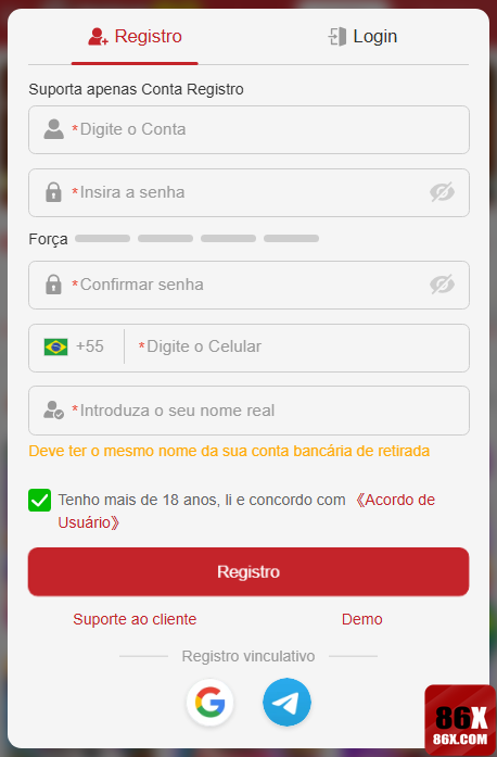 Experiência de Jogos 86x.com